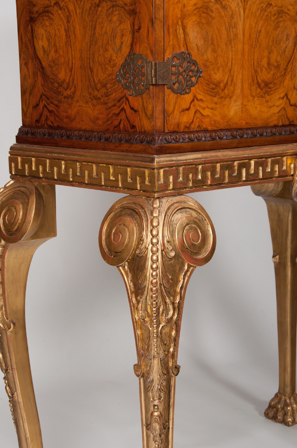 Fine Walnut Cocktail Cabinet On Carved Giltwood Base View IV
