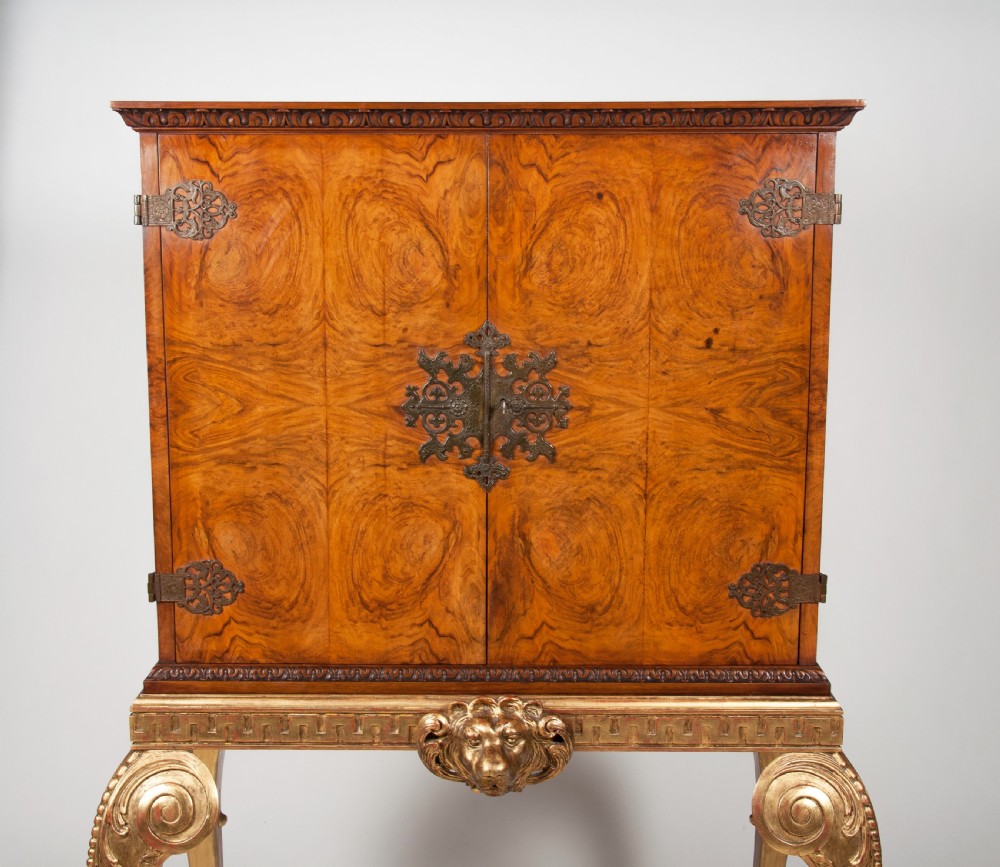 Fine Walnut Cocktail Cabinet On Carved Giltwood Base View IX