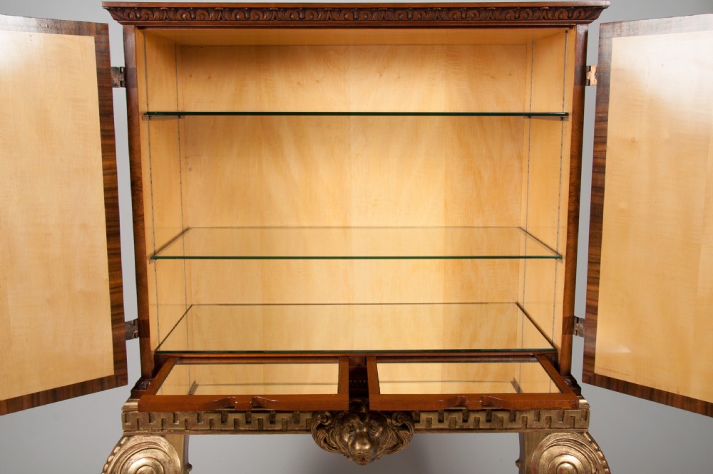 Fine Walnut Cocktail Cabinet On Carved Giltwood Base View XI