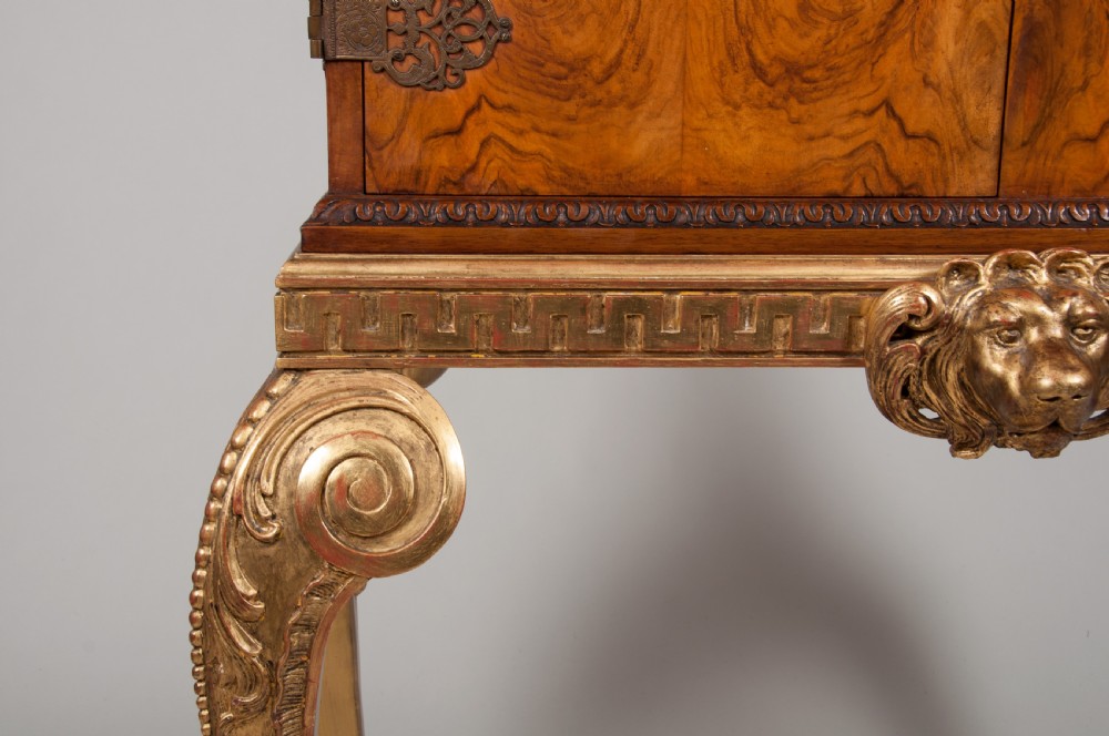 Fine Walnut Cocktail Cabinet On Carved Giltwood Base View XV