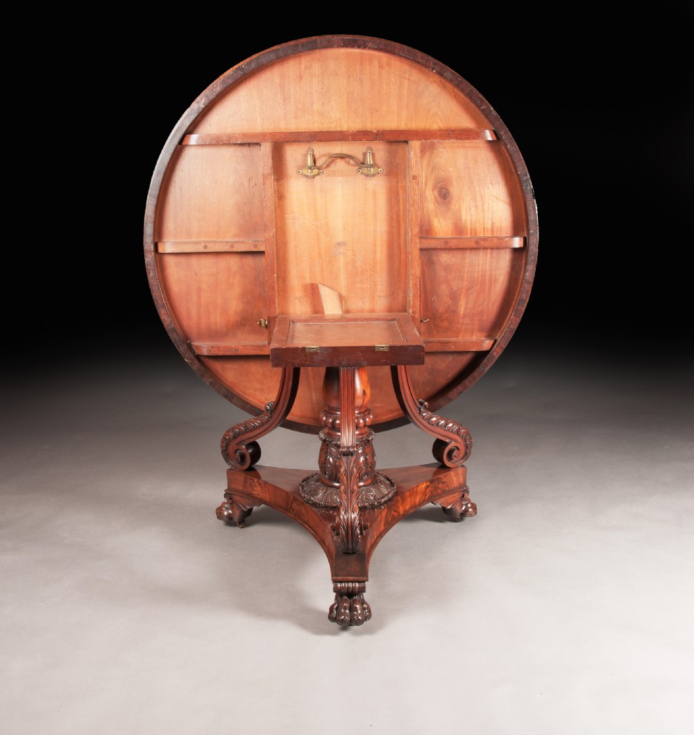 Fine Regency Mahogany Tilt Top Dining Table  View X