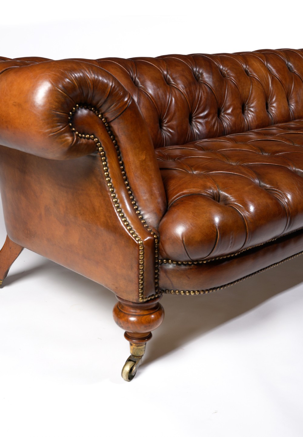 Fine 19th Century Johnstone & Jeanes Walnut Leather Upholstered Chesterfield  View VI