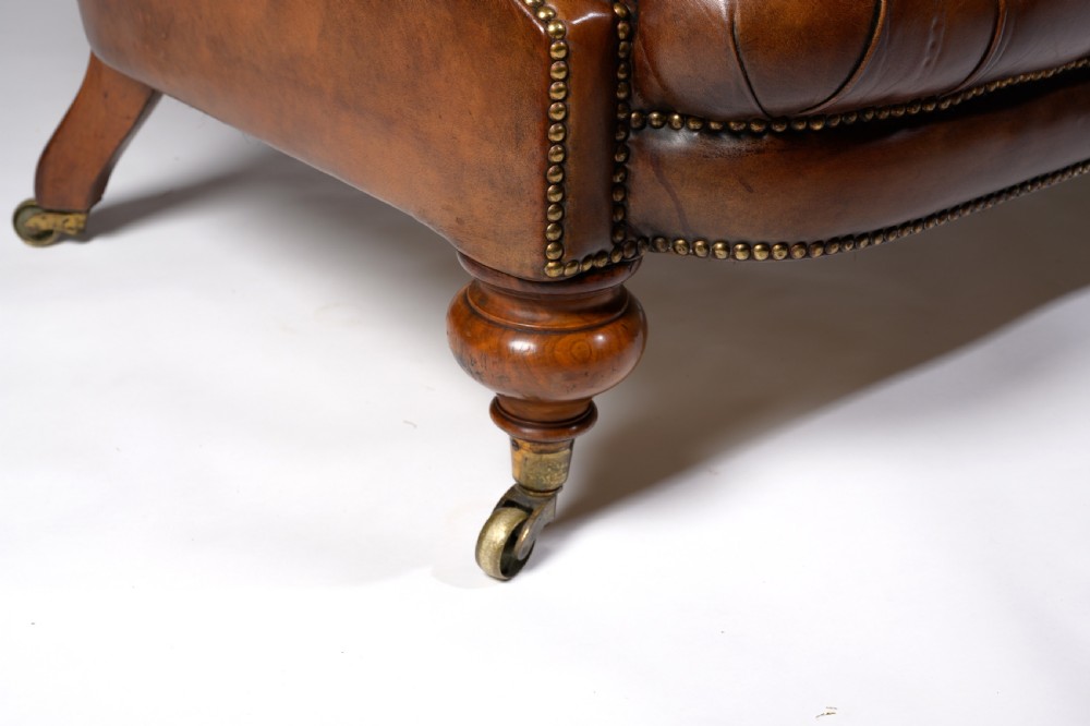 Fine 19th Century Johnstone & Jeanes Walnut Leather Upholstered Chesterfield  View VIII