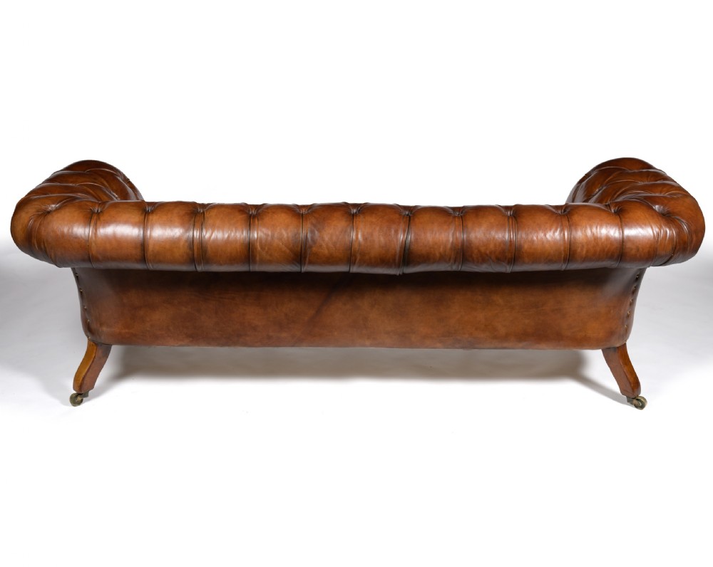 Fine 19th Century Johnstone & Jeanes Walnut Leather Upholstered Chesterfield  View XVI