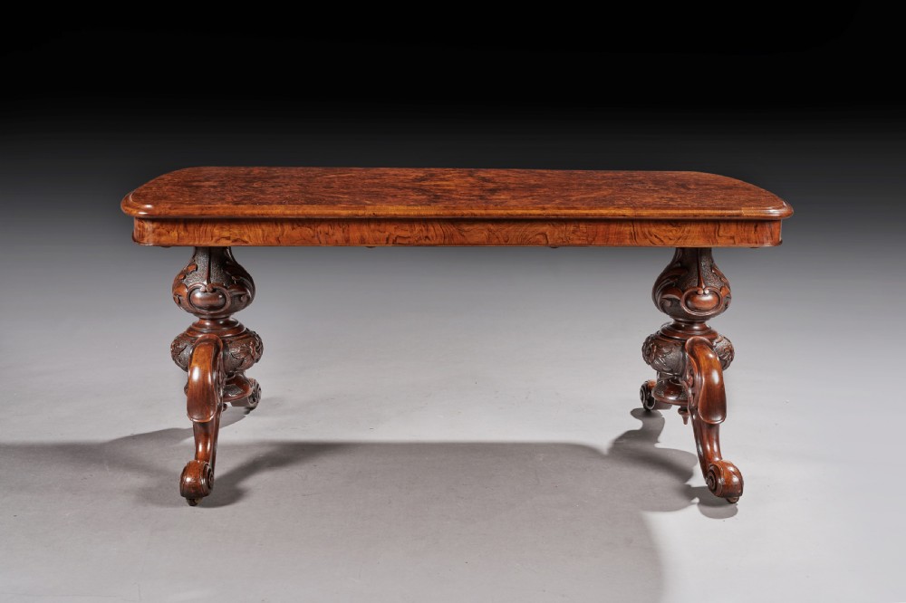 19th Century Victorian Burr Walnut Coffee Table View IV