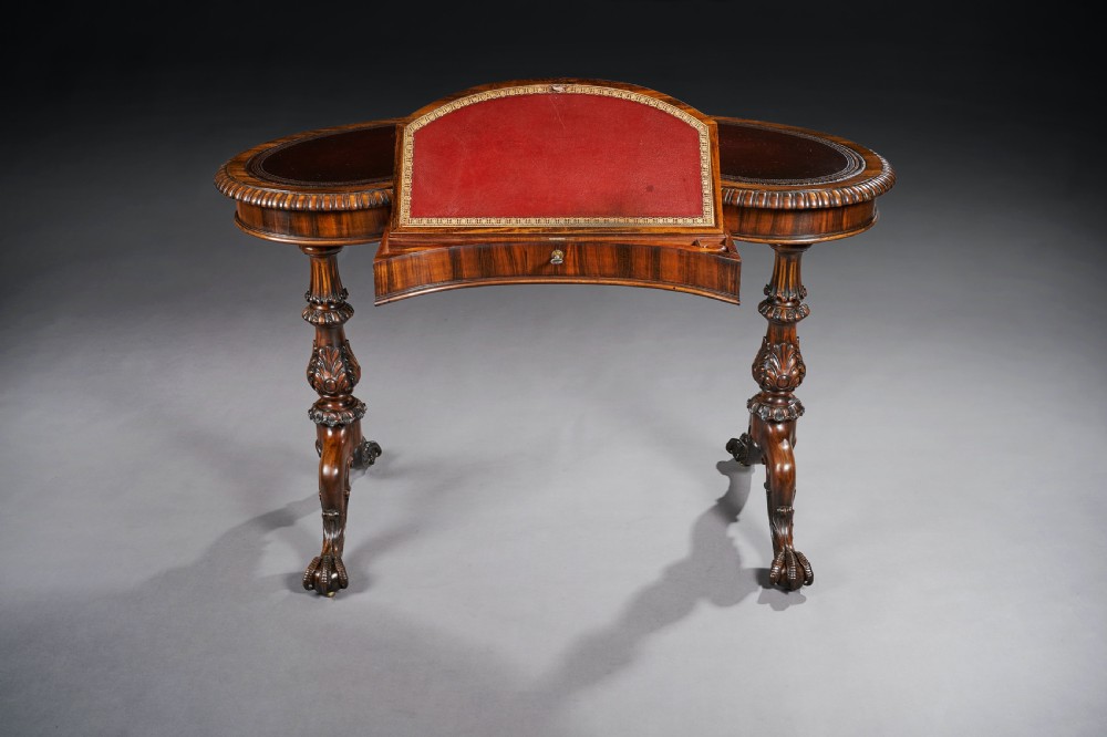 Late Regency Gillows Goncalo Alves Kidney Shaped Writing Table View II