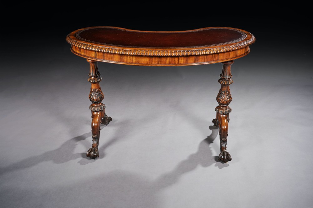 Late Regency Gillows Goncalo Alves Kidney Shaped Writing Table View V
