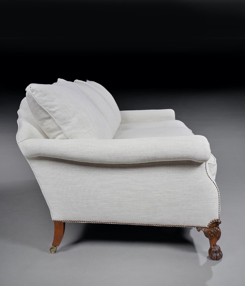 Rare Pair of Antique Deep Seated Feather Down Country House Sofas. View II