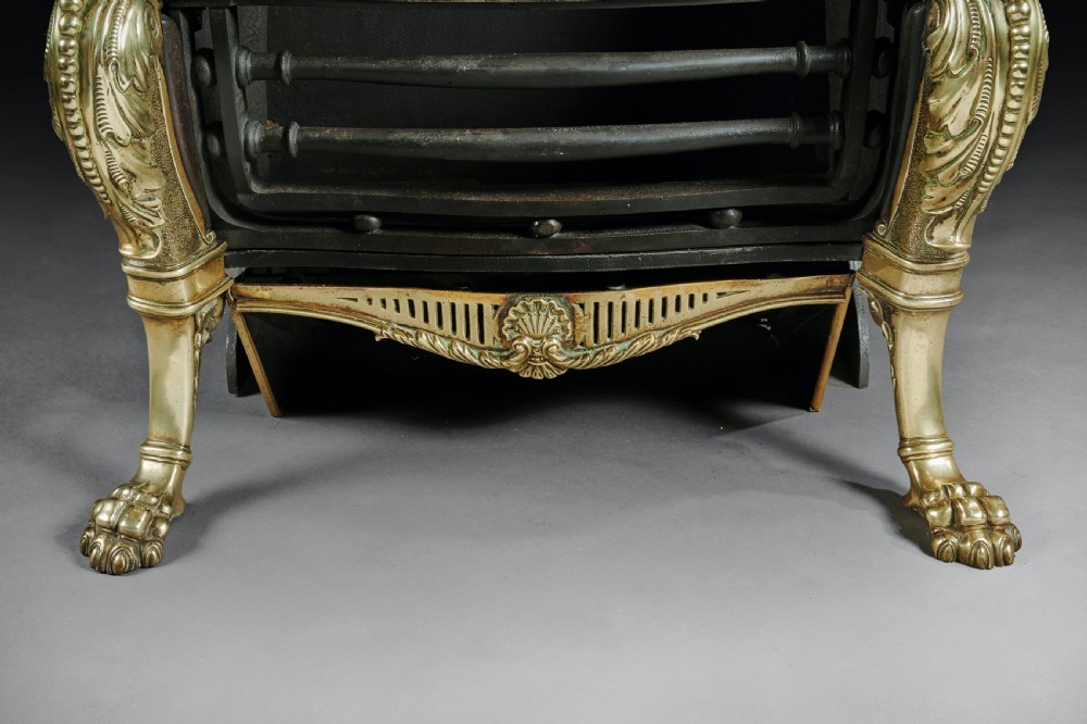 19th Century Brass and Steel Hooded Antique Fireplace Grate, Renaissance Style View III