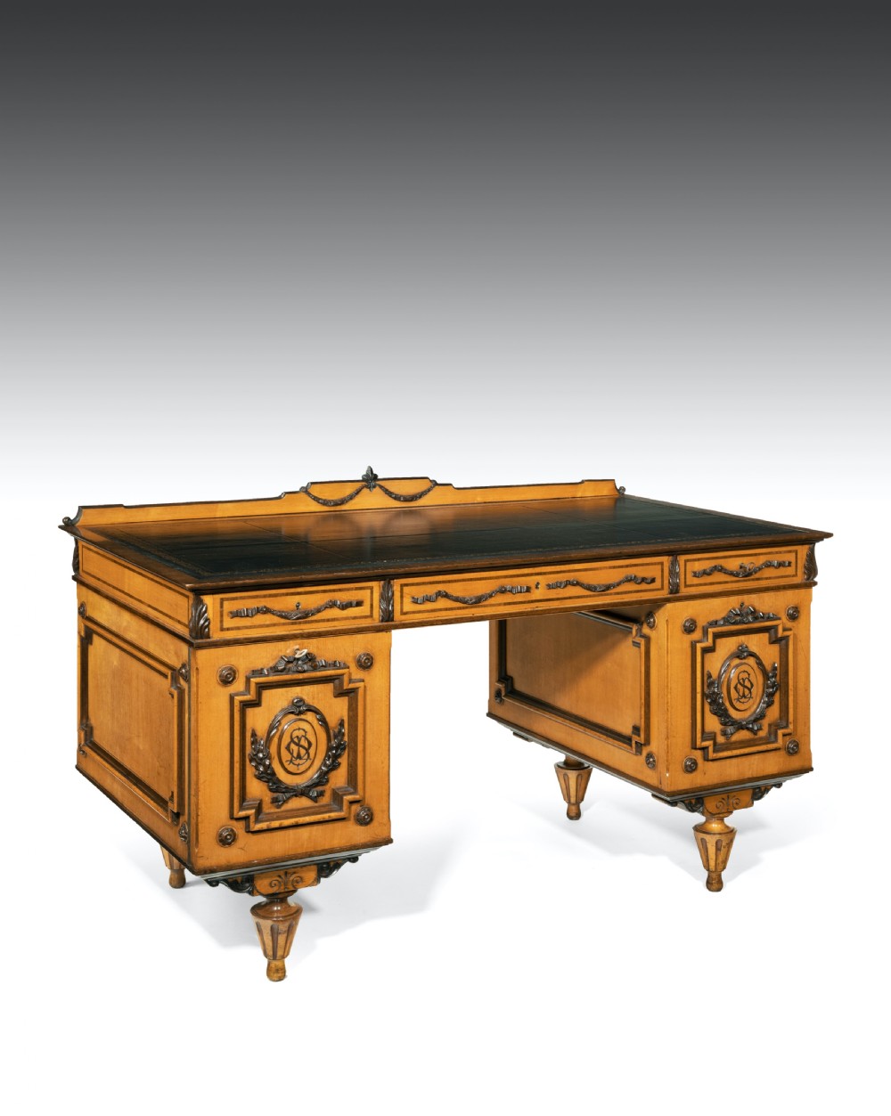 Fine 19th Century Viennese Satin Sycamore Writing Desk