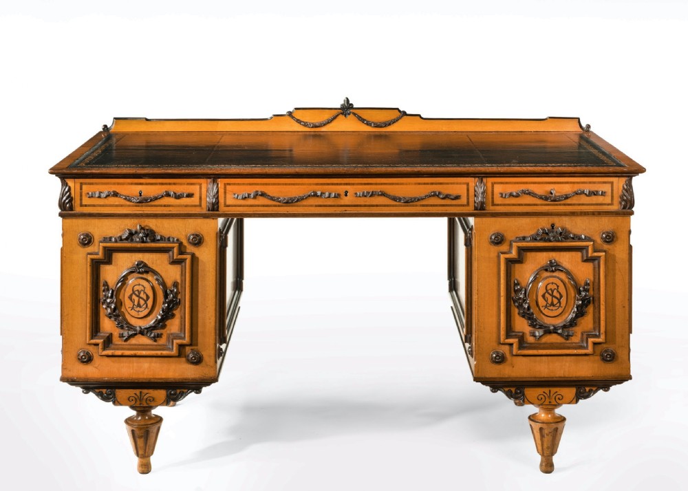 Fine 19th Century Viennese Satin Sycamore Writing Desk View VII