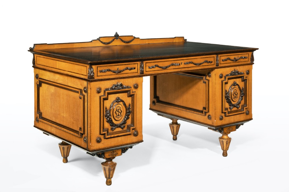 Fine 19th Century Viennese Satin Sycamore Writing Desk View XIV