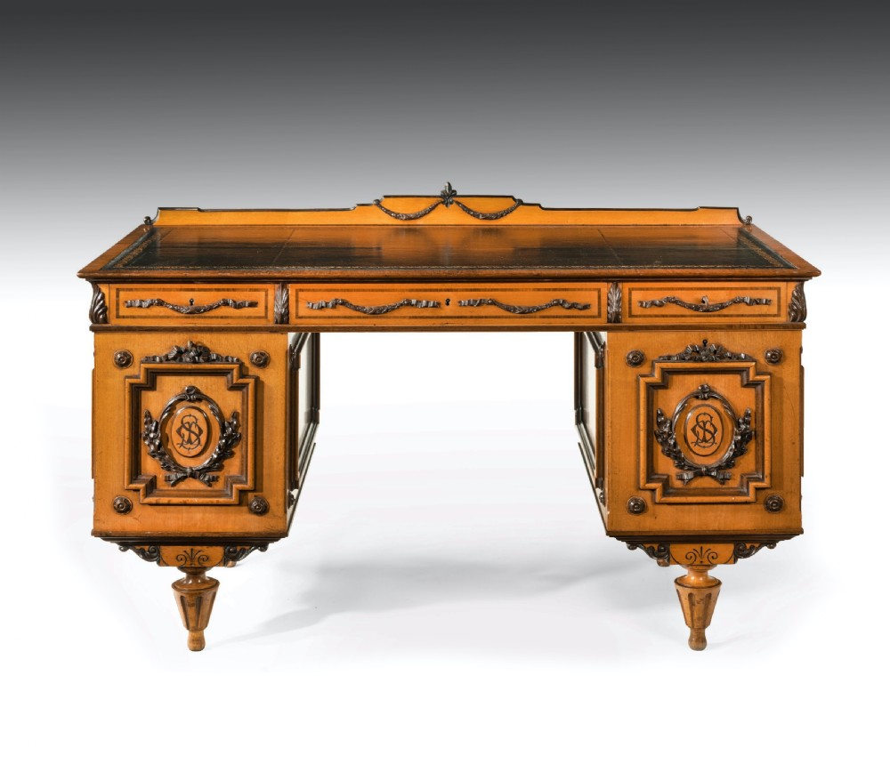 Fine 19th Century Viennese Satin Sycamore Writing Desk View XV