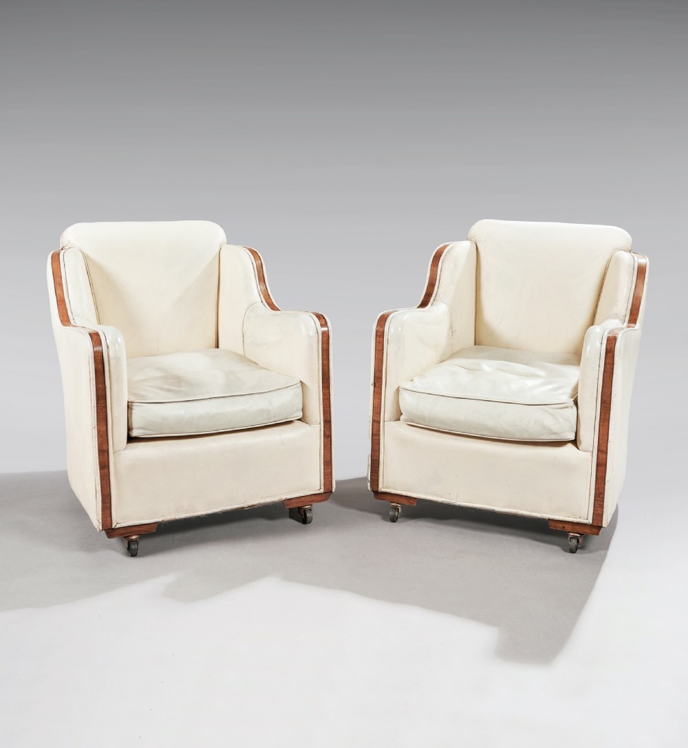 Rare Epstein Art Deco Walnut and Leather Three Piece Suite  View VII
