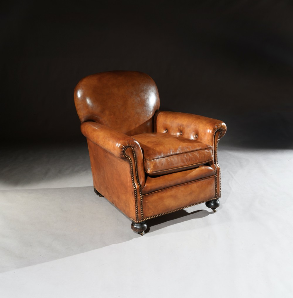 Pair of Antique Leather Club Armchairs View II