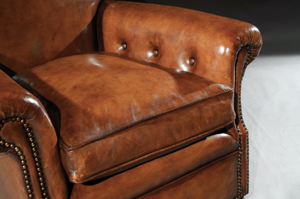 Pair of Antique Leather Club Armchairs View III