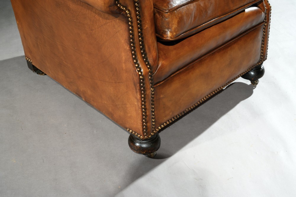 Pair of Antique Leather Club Armchairs View IV