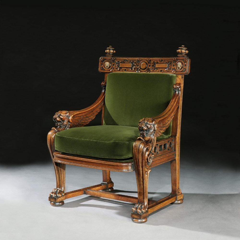 Fine 19th Century Lion Monopodia Armchair After Thomas Hope