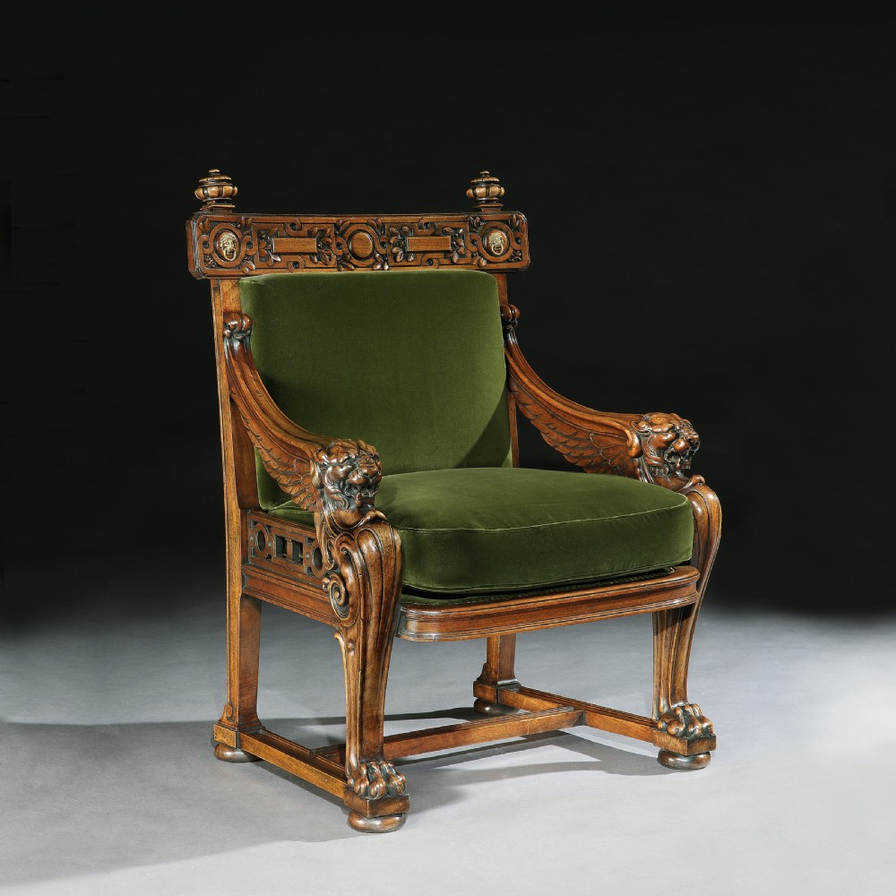 Fine 19th Century Lion Monopodia Armchair After Thomas Hope View III