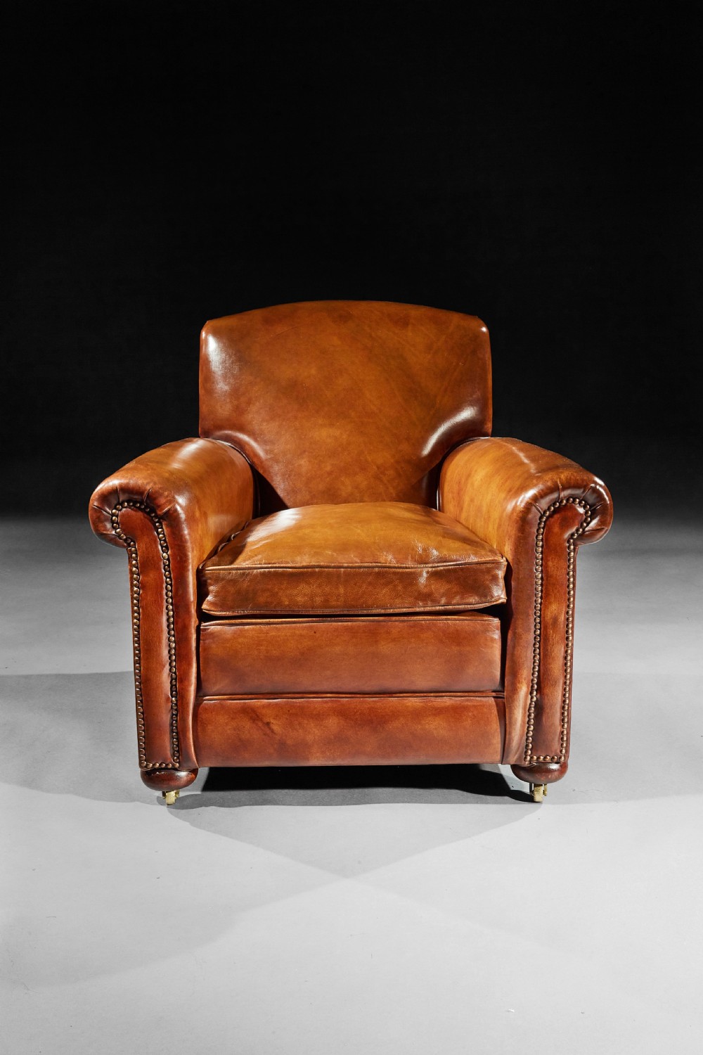 Pair of Antique Leather Club Armchairs View II