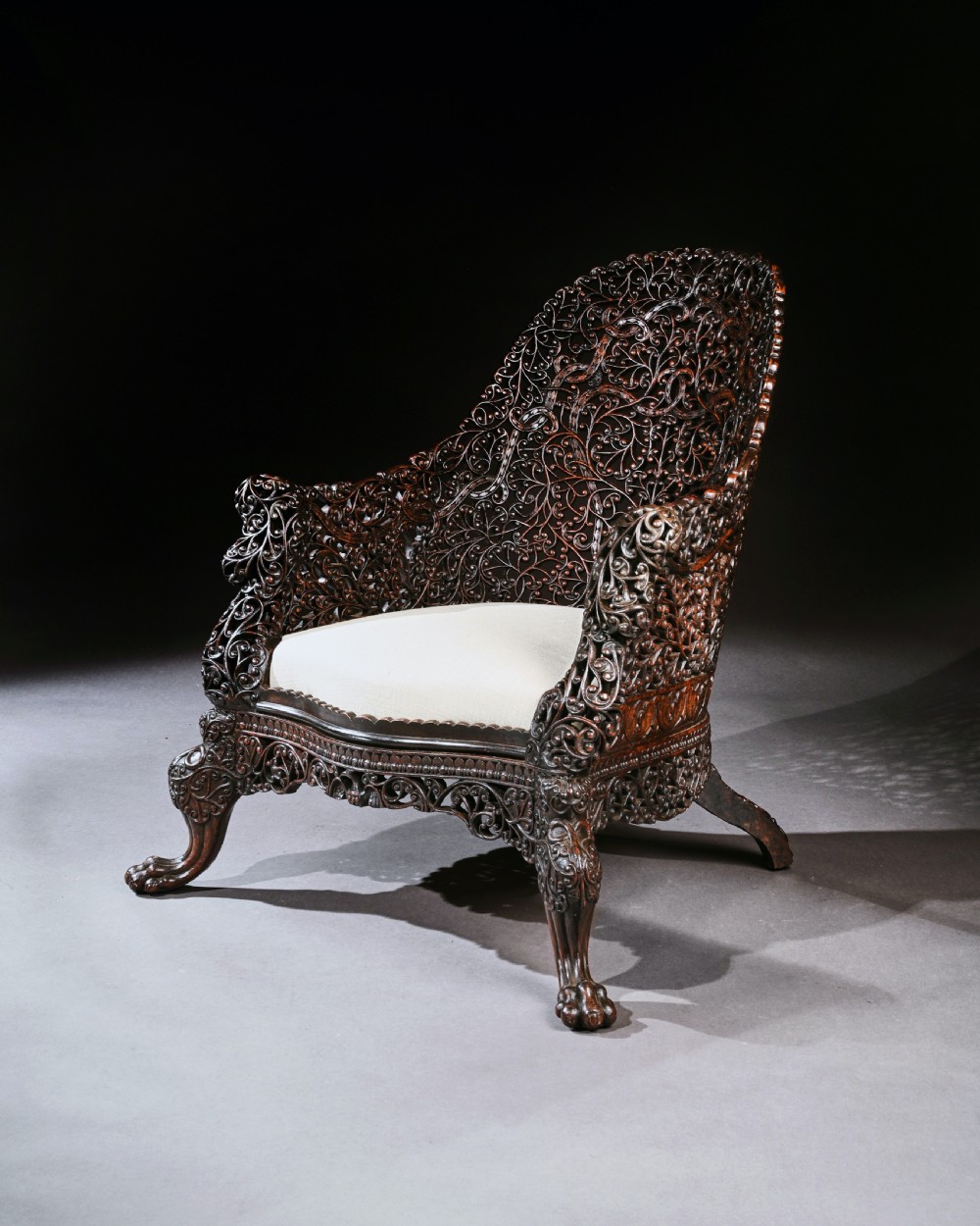 Exceptional 19th Century Anglo Indian Carved Teak Armchair  View III