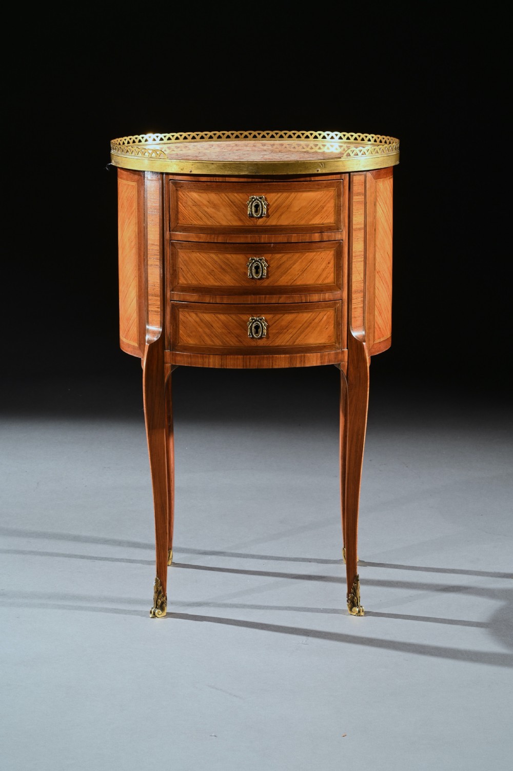 Fine Pair of Late 19th Century Oval Kingwood and Marble Bed Side Tables, Stamped P Chorier View III