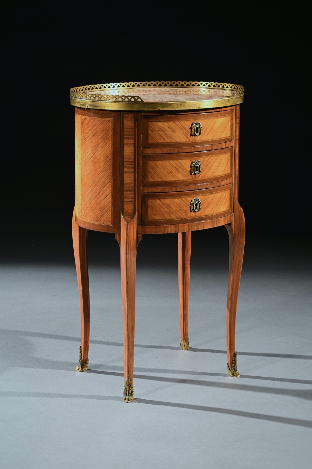 Fine Pair of Late 19th Century Oval Kingwood and Marble Bed Side Tables, Stamped P Chorier View V