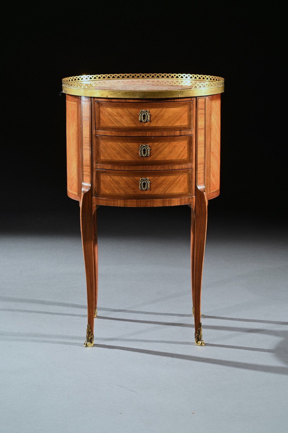 Fine Pair of Late 19th Century Oval Kingwood and Marble Bed Side Tables, Stamped P Chorier View XI