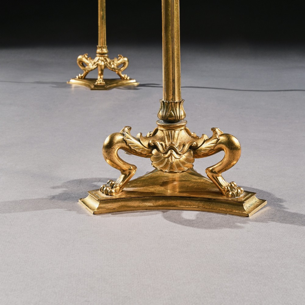 Elegant Pair of 19th Century Gilt Brass Candelabra by Elkington & Co View IV