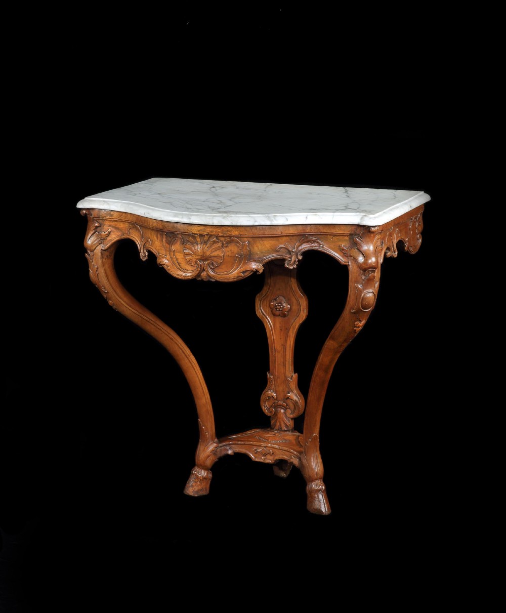 Early 18th Century French Regence Walnut Marble Console Table. View III