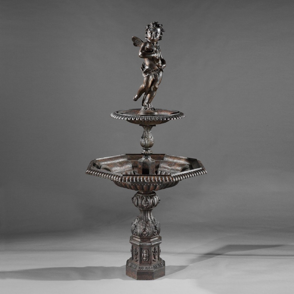 Rare Large 19th Century French Cast Iron Garden Fountain a Durenne