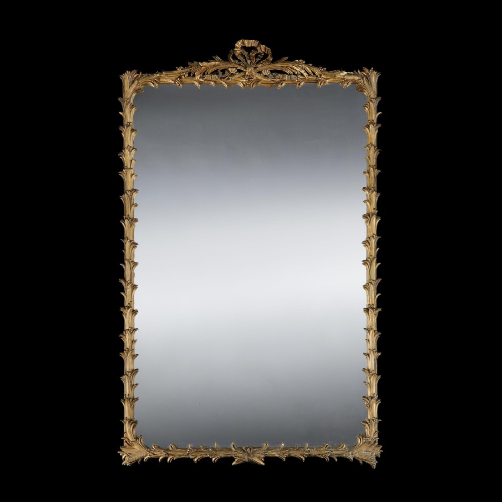 Grand 19th Century French Mirror Decorated With a Reeded Design in Original Condition