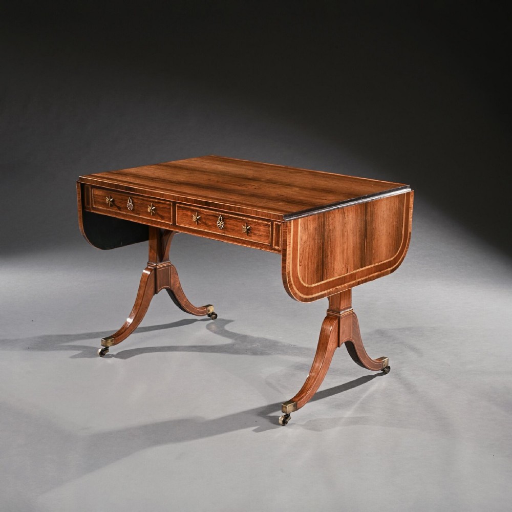 Gillows Regency Rosewood And Casuarina Sofa Table With John Mclean Pattern Handles And Escutcheons