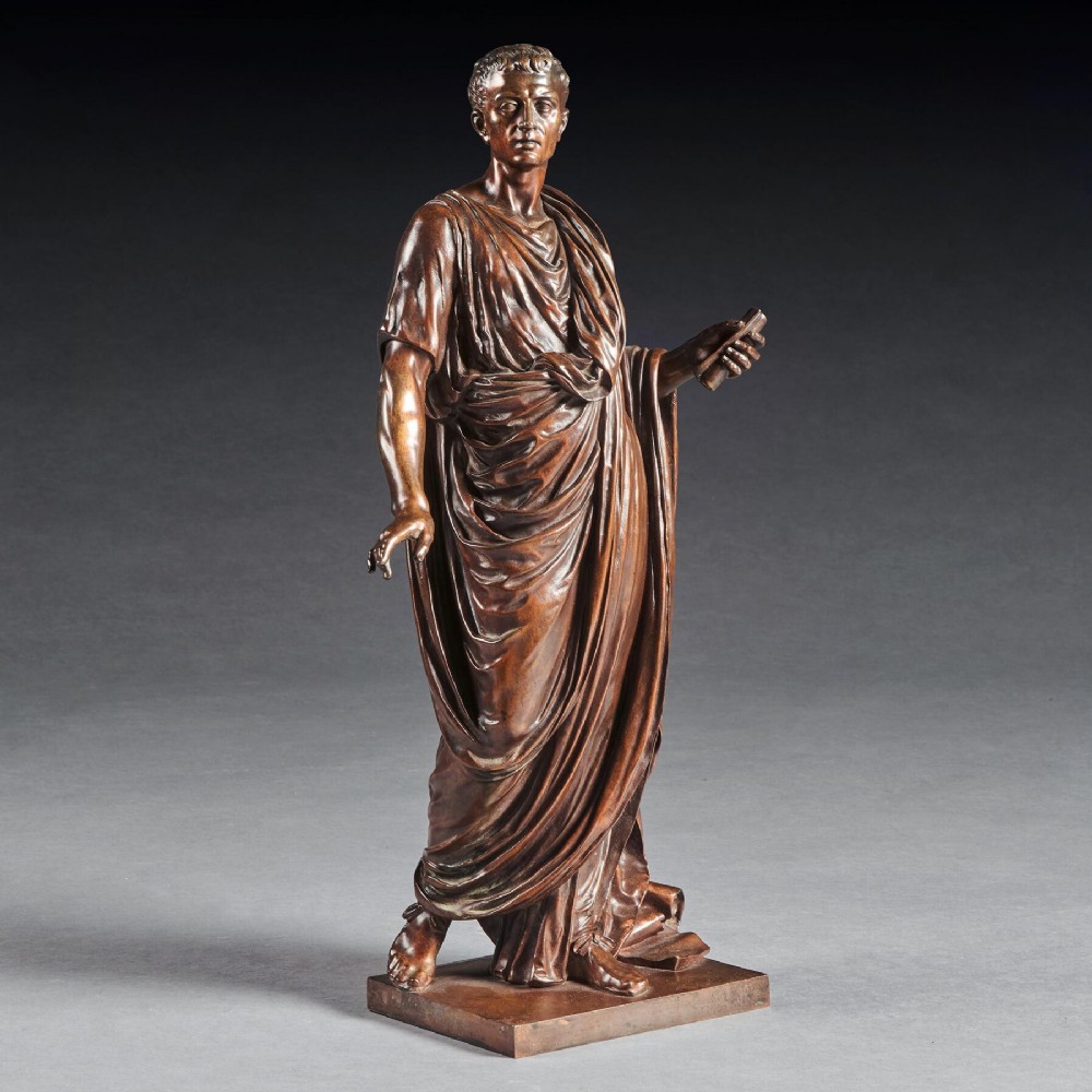 Fine Bronze Figure of a Roman Orator Probably Julius Cesar by Mathurin Moreau.