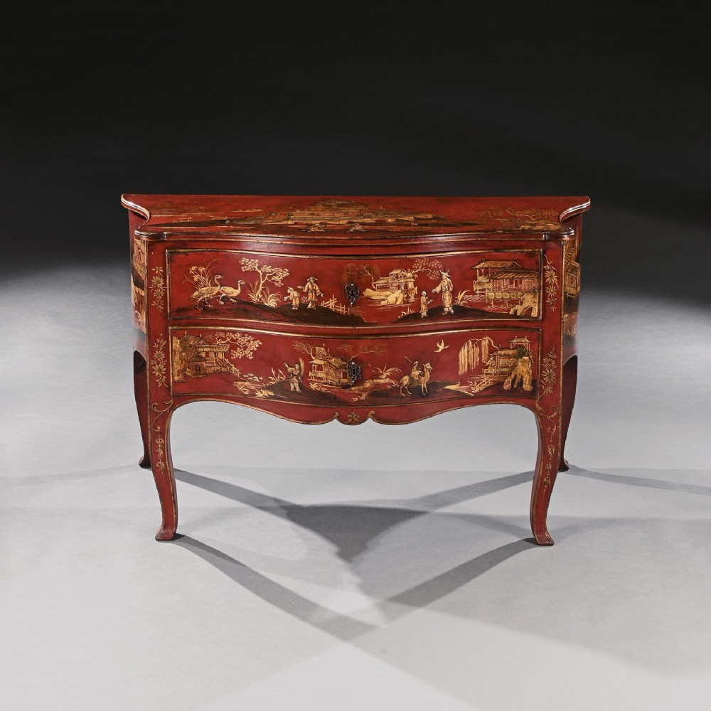 Fine Mid 19th Century North European Japanned or Lacquered Commode in the Rococo Manner