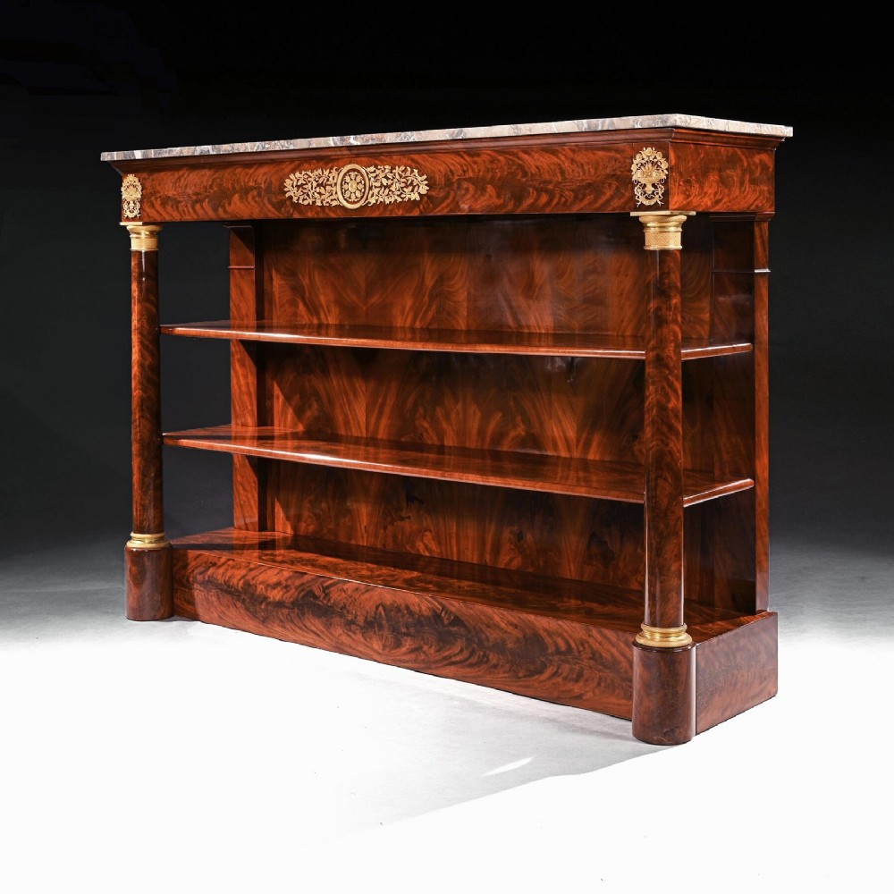 Grand French Empire Mahogany Gilt Bronze Mounted Console Table of Extremely Large Scale