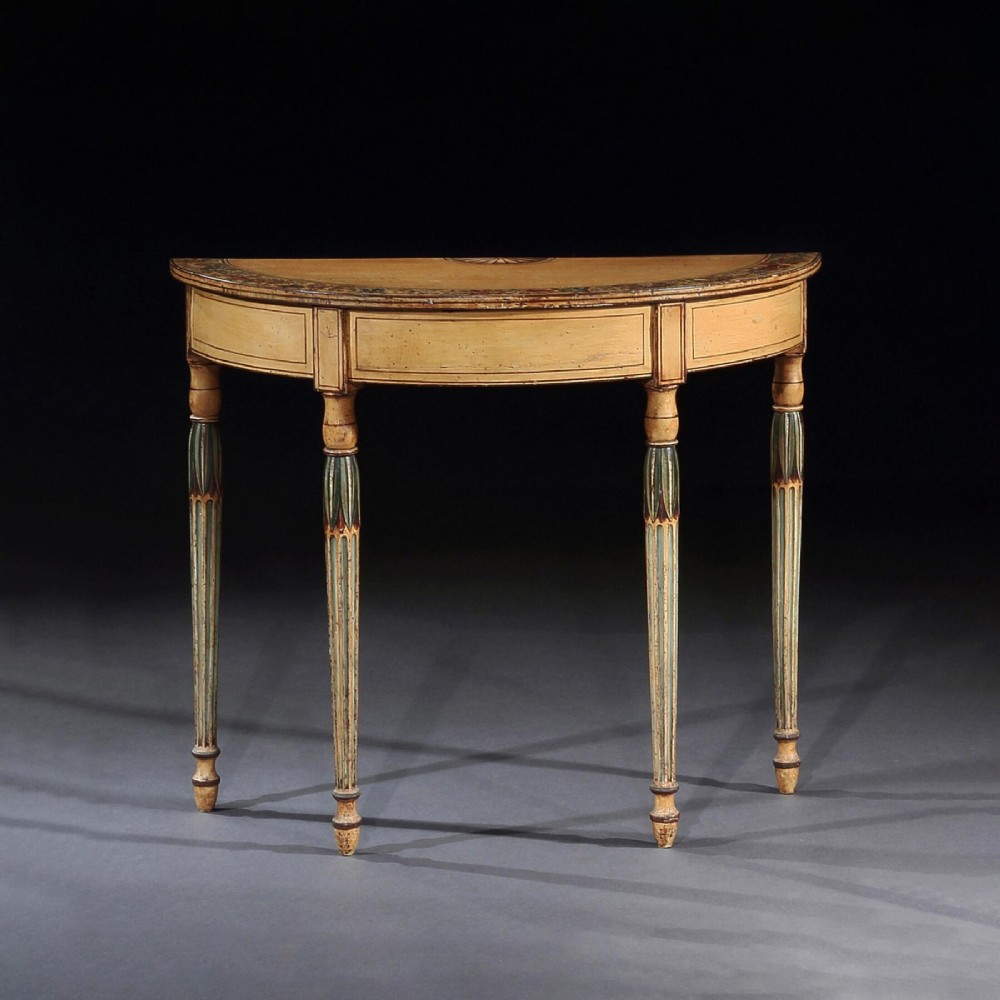 Georgian Painted Demi-Lune Pier Table Likely by Seddon, Sons and Sons and Shackleton
