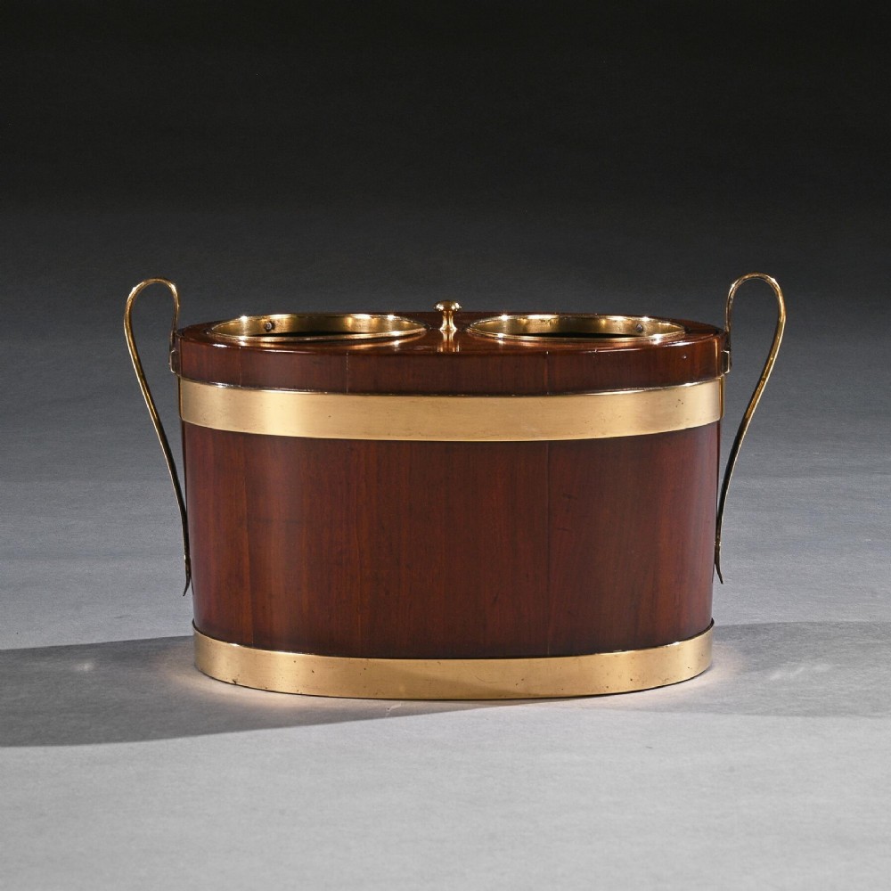 George III Brass Bound Mahogany Oval Table Wine Cooler