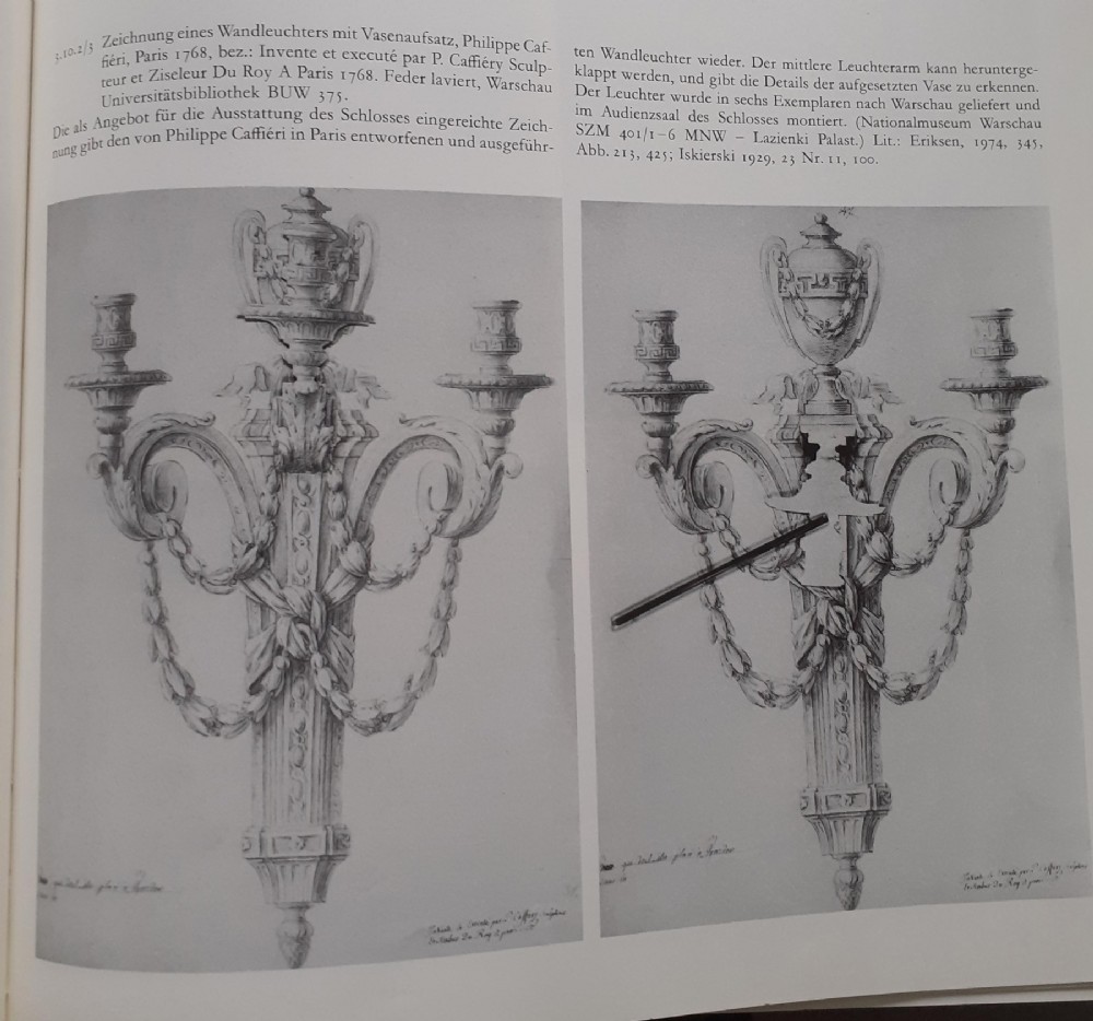 A set of four French Louis XV style gilded bronze wall lights, each featuring three scrolling foliate arms supporting candle sockets and an urn finial backplate. View XI