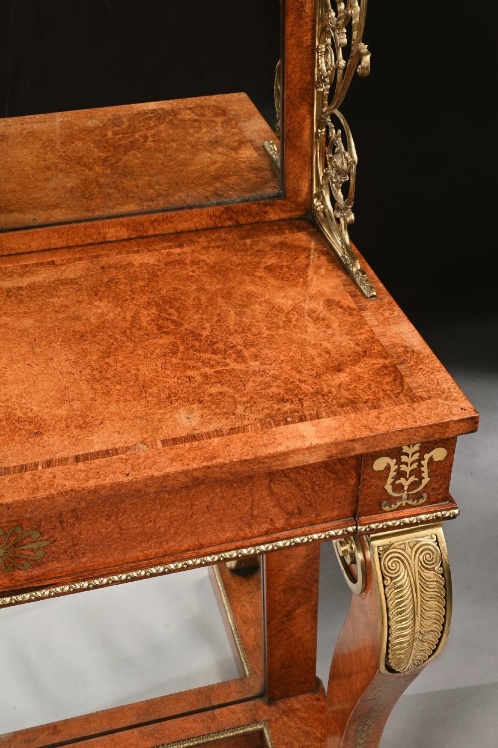 Regency Amboyna and Brass Inlaid Gilt Bronze Mounted Pier Table. View VIII