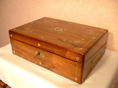 Rosewood & Mother of Pearl Writing Slope.
