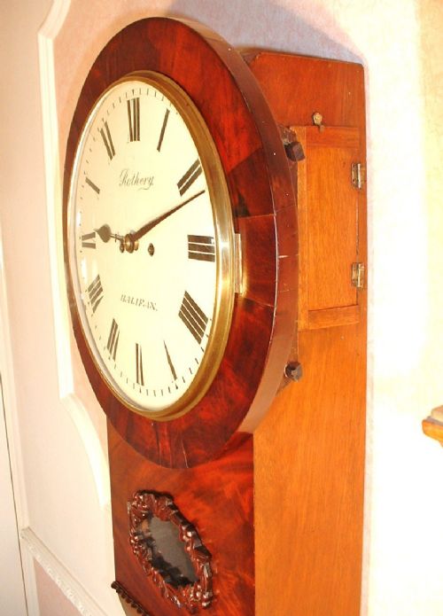 fig 1. Double Fusee Dropdial Wall Clock by ROTHERY of HALIFAX