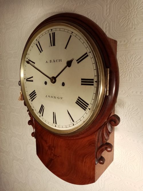 Rare 10" London, Twin-fusee Drop Dial Wall Clock