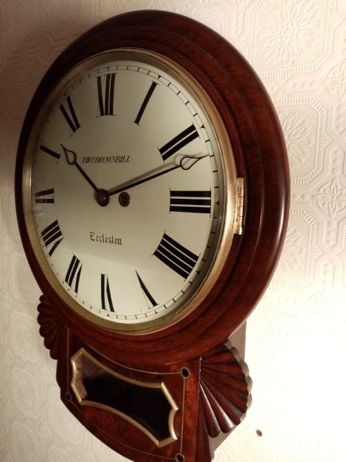 fig 1. Superb Regency Dropdial Fusee Wallclock. Convex Dial.