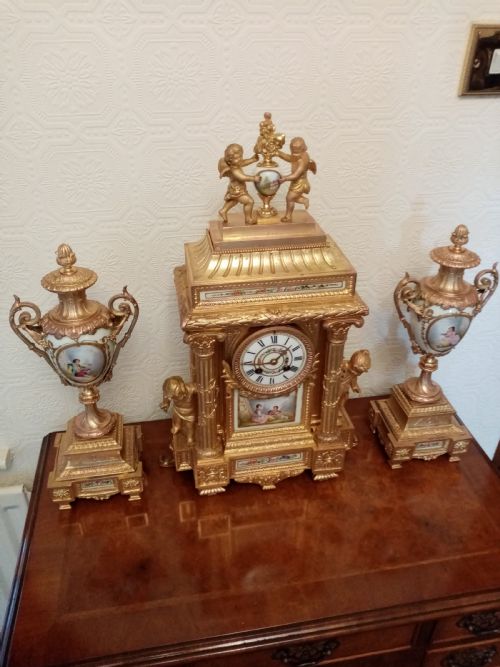French Gilt Metal Garniture Set