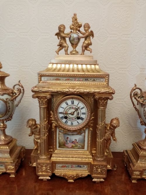 fig 1. French Gilt Metal Garniture Set