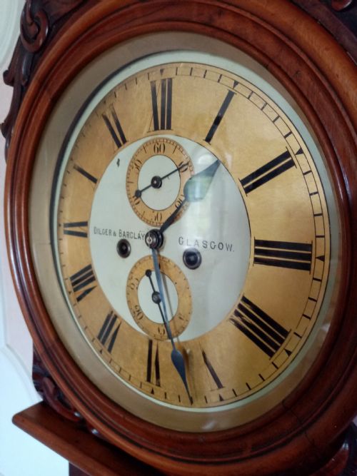 fig 1. Scottish Drumhead Long Case Clock. DILGER & BARCLAY of GLASGOW