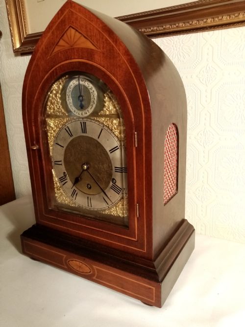fig 2. Westminster Chime, Lancet top, Mahogany Bracket/Mantel Clock.