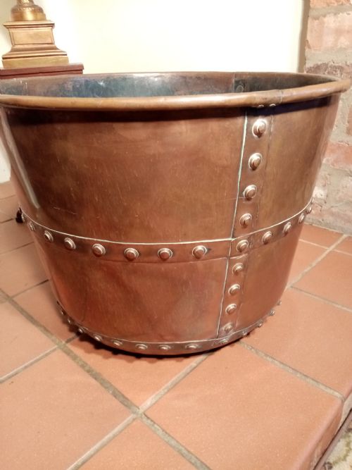 Victorian Copper Riveted  Log Bin/cauldron