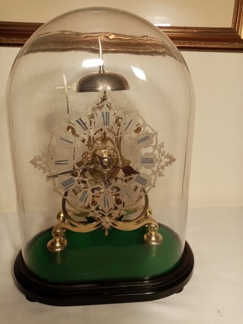 Skeleton Clock with Original Glass Dome